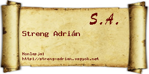 Streng Adrián névjegykártya